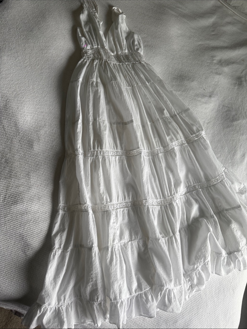 100% Cotton White Maxi Spaghetti Strap Dress Size Medium Made in India - Picture 7 of 7